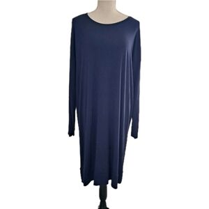 Eileen Fisher Lightweight Viscose Jersey Dress XL Midnight Navy Blue NWT